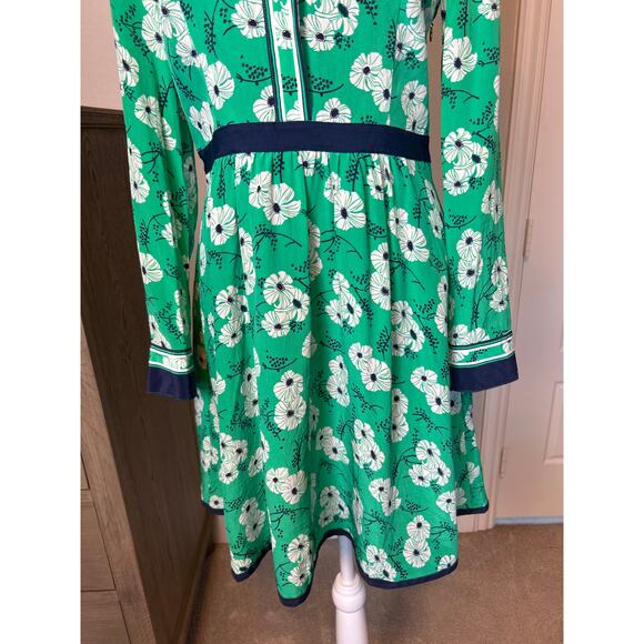 Draper James | Green/Blue Floral Button Front Long Sleeve Shirt Dress | 6 - Picture 6 of 17